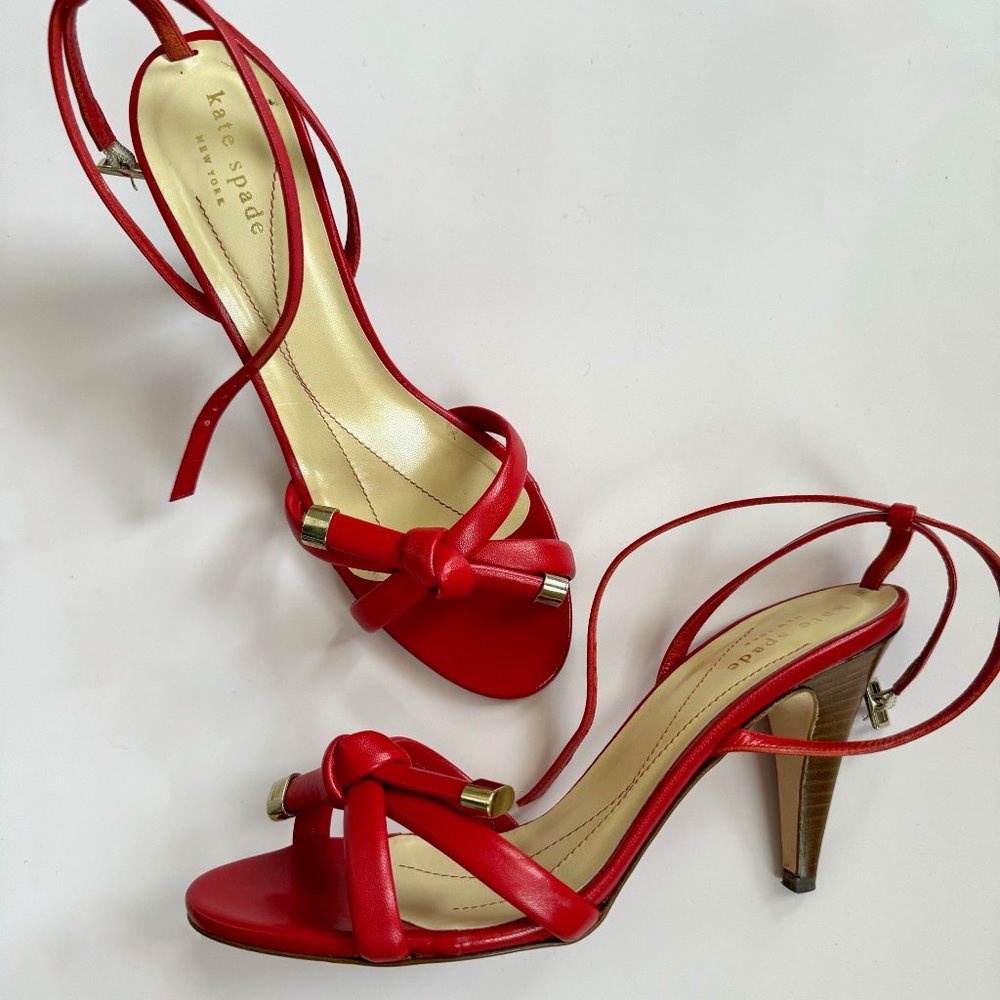 EUC Kate Spade Leather Strappy Sandals in Red 7.5